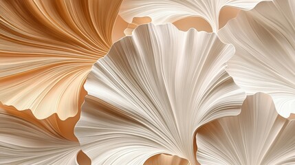 Close-up of abstract, wavy textures in white and orange tones, creating a dynamic and elegant pattern with smooth, flowing lines