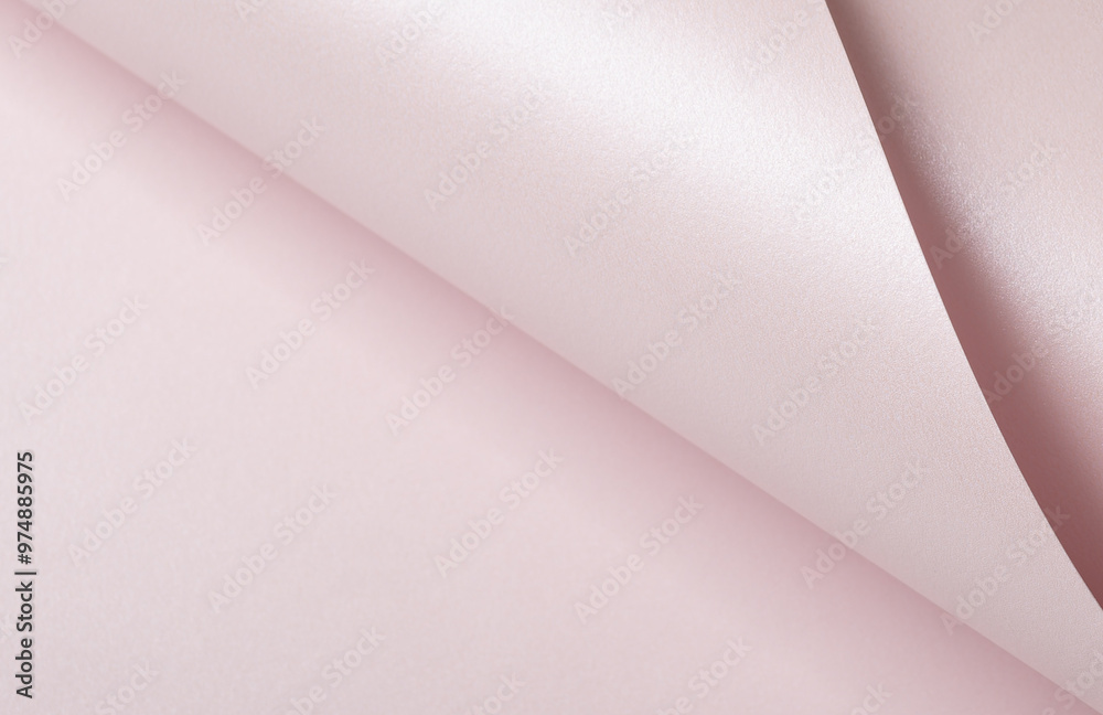 Poster pink paper texture background with plastic sheet and elegant layout rich pastel tone, folded fabric 