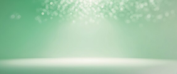 Soft green background with sparkling light effects creates a serene and festive atmosphere, ideal for celebrations or artistic projects.