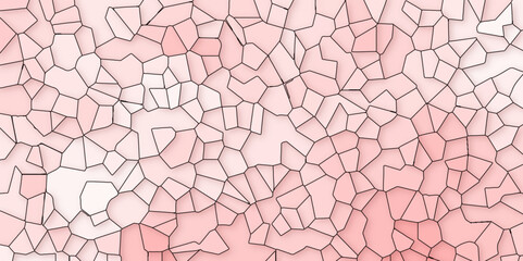 Abstract blight pink broken stained-glass background with black line. geometric seamless pattern with 3d shapes triangle background. colorful low poly crystal mosaic and tiles background pattern.