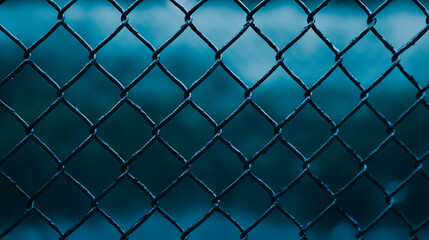 Fototapeta premium chain-link fence stands out against a softly blurred background, symbolizing boundaries, separation, and the contrast between freedom and confinement