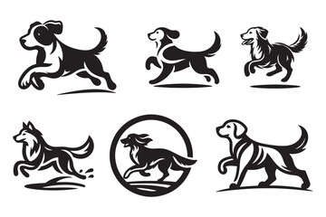 Dog silhouette vector illustrations