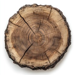 Fototapeta premium Tree stump isolate on white background, rings exposed,