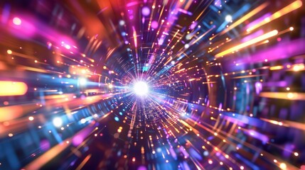 Fototapeta premium Dazzling Cosmic Explosion of Light and Energy in Digital Abstract Background