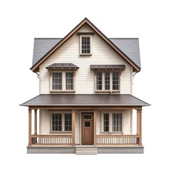 Two-story house isolate on white background, front view,