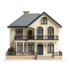 Obraz premium Two-story house isolate on white background, front view,