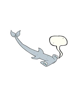 freehand drawn speech bubble cartoon hammerhead shark