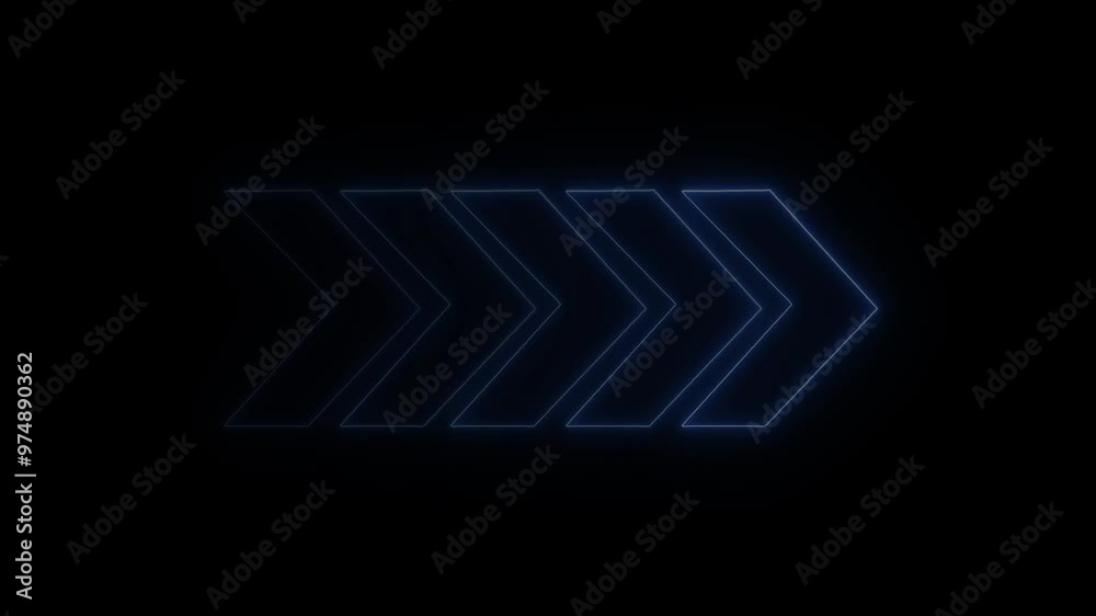 Poster glowing arrow sign. arrow sign swipes in smooth loop animation. blinking directional arrow navigates