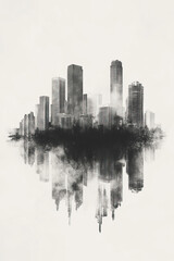 Obraz premium Torrance, California, black and white pen pencil hand-drawn effect portrait drawing illustration for travel poster, card, wallpaper, backdrop or banner. Modern, clear, artistic and simple