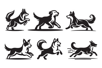 Dog silhouette vector illustrations