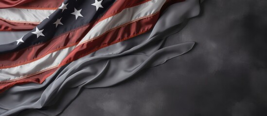Obraz premium American Flag Draped on Gray Background