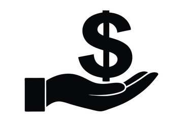 dollar sign on a hand creative silhouette illustration