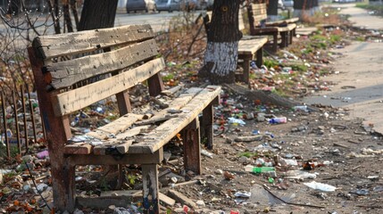 Broken Bench & Litter