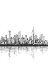 Obraz premium Tyre, Lebanon, black and white pen pencil hand-drawn effect portrait drawing illustration for travel poster, card, wallpaper, backdrop or banner. Modern, clear, artistic and simple