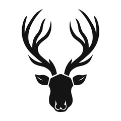 Black dear head silhouette style, vector illustration on white background, 
