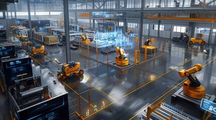 Automated Factory with Robots and Digital Interface