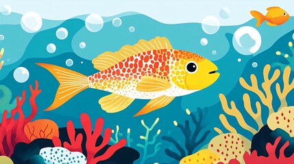 Fototapeta premium A colorful fish swims through a vibrant underwater world.