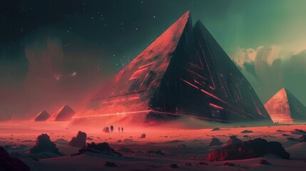Fototapeta premium Ancient Pyramids under a Starry Sky