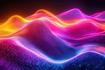 A vibrant and eye-catching background featuring a large, neon-colored wave design........