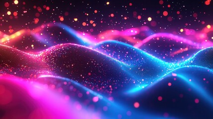 A vibrant and eye-catching background featuring a large, neon-colored wave design........