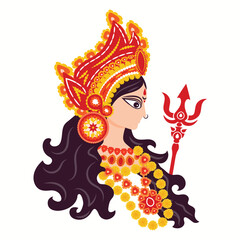 Goddess Durga Vector Illustration With Trishul  For Navratri