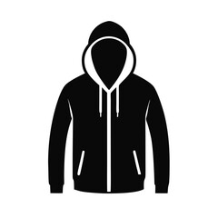 a modern full sleave  hoodie mockup, vector silhouette illustration, isolated white background, 