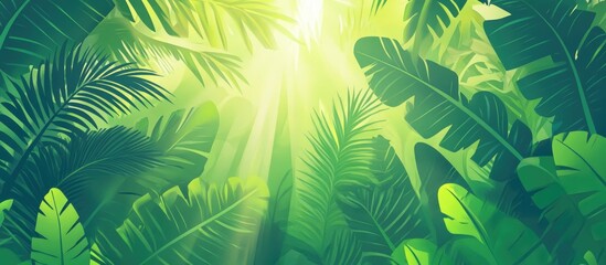 Lush Tropical Forest Filled With Vibrant Green Trees And Sunlight