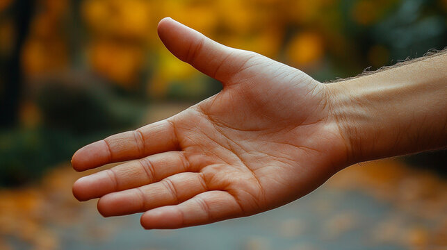 A professional HR recruiter reaches out with an inviting handshake, symbolizing new opportunities, trust, and a welcoming work environment. The background is blurred, emphasizing the gesture of connec