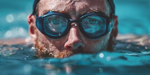 Naklejka premium Close-up of a Swimmer with Goggles