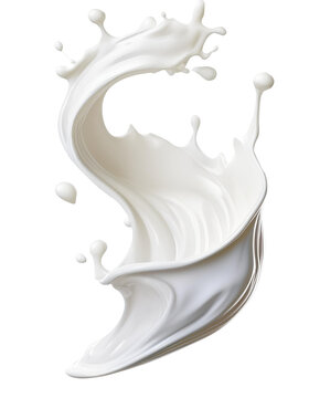 Realistic milk splashes or wave with drops and splatter isolated Milk splash and pouring