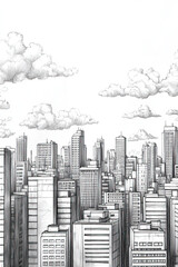 Fototapeta premium Vitria, Brazil, black and white pen pencil hand-drawn effect portrait drawing illustration for travel poster, card, wallpaper, backdrop or banner. Modern, clear, artistic and simple