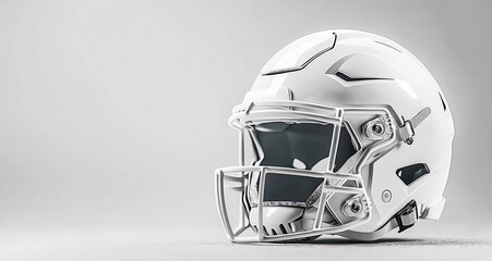 Fototapeta premium Concept of promoting American Football with a blank helmet isolated on a white background with text space for copy