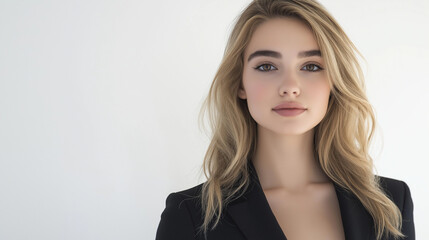 Fototapeta premium A visionary businesswoman, her calm demeanor showcasing the clarity and confidence necessary for driving innovation and success in today's business environment.