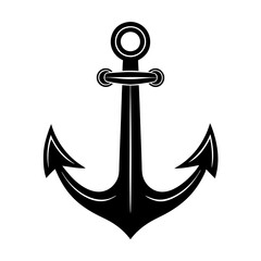 Black anchor silhouette illustration with copy space