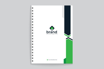 Modern  notebook cover design black and green color
