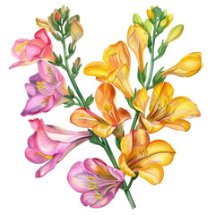 Fototapeta premium Beautiful floral bouquet of yellow lilies in bloom
