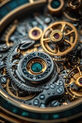 Skeleton watch movement showing intricate gears and mechanical parts