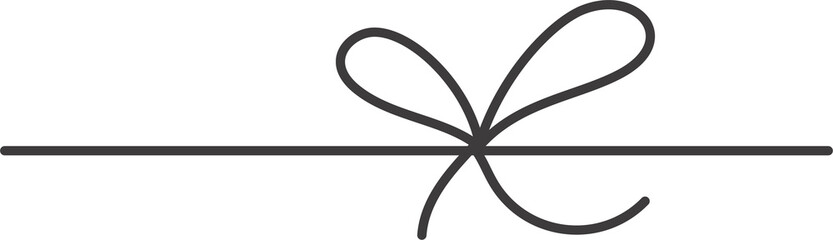 Ribbon bow with knot for present decoration and gift box package. Simple hand drawn string and...