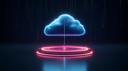 AI weather prediction, digital cloud modeling, glowing holographic radar