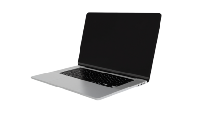A laptop isolated on a transparent background, showcasing its sleek and modern design.