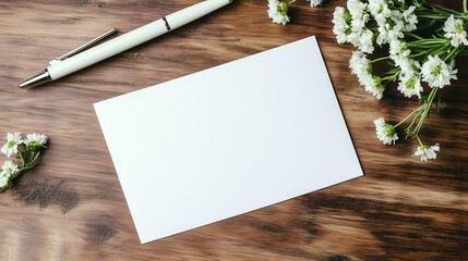 Minimalist Workspace with pen and Blank Paper