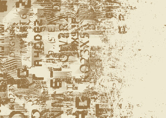 Background with glitch distorted grunge textures . grunge background texture with halftone dots, glitched shapes, textures and lines .Screen print vector background with grunge textured surface.