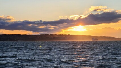 sunset over the bay