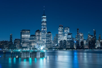 Fototapeta premium NewYork city skyline at Night, New York, United States of America