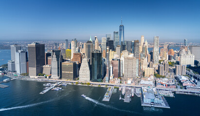 Obraz premium Aerial views of Modern buildings in New York city skyline, NewYork, United States of America