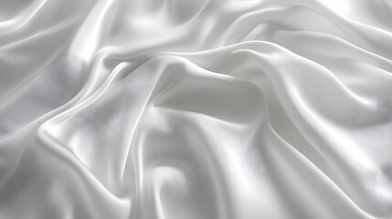 Abstract white silk background with wavy folds of fabric, elegant wallpaper for design or presentation