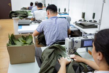 Sewing production of camouflage clothing
