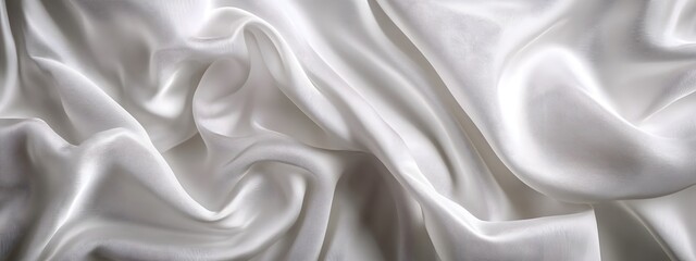 Obraz premium Abstract white silk background with wavy folds of fabric, elegant wallpaper for design or presentation