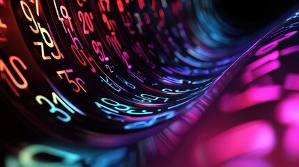 Vibrant 3D Digital Wave of Floating Numbers for Technology and Data Visualizations