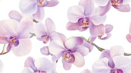 Seamless watercolor design featuring orchids